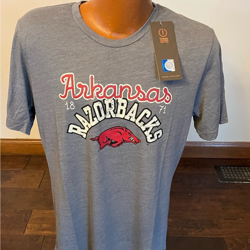 Arkansas Razorbacks Tee Shirt Image One For Her Large Gray Red New With Tags